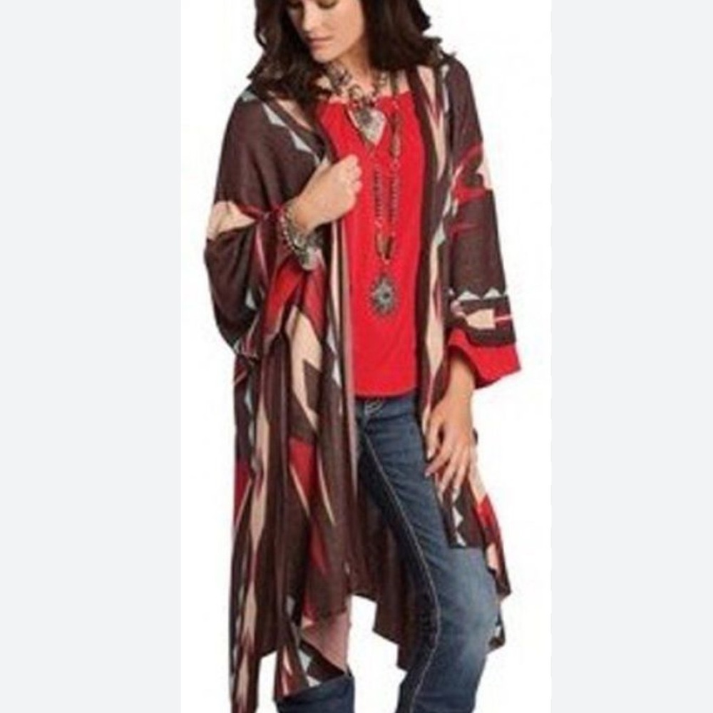 Rancho Estancia Western Aztec Print Shawl Poncho